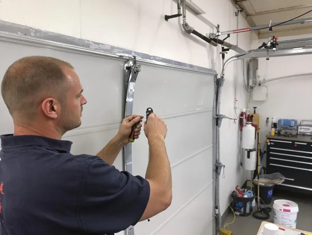 Before and after garage door dent repair by Coconut Creek Garage Door Repair in Coconut Creek
