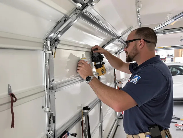 Coconut Creek Garage Door Repair technician quieting a noisy garage door in Coconut Creek