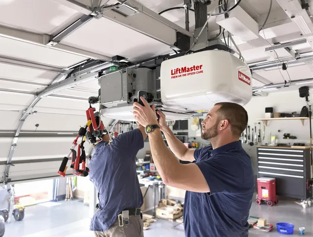 Coconut Creek Garage Door Repair technician performing advanced diagnostics on garage opener in Coconut Creek
