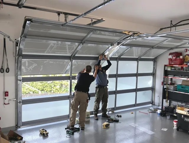 Coconut Creek Garage Door Repair expert performing precise panel replacement on Coconut Creek garage door